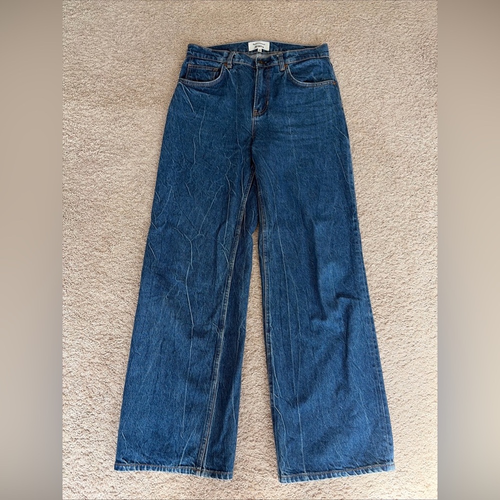 Reformation Val 90s Mid Rise Wide Leg Jeans Burnside Dark Wash Denim Size 28